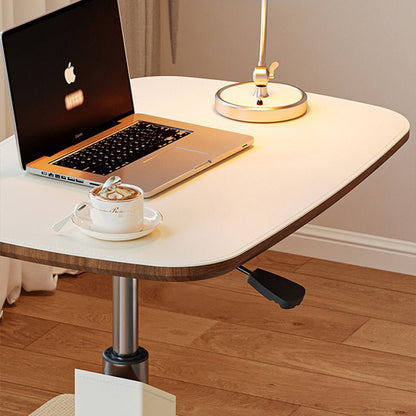 Scandinavian Saddle Leather Side Table Height Adjustable Swivel C-Shape Back