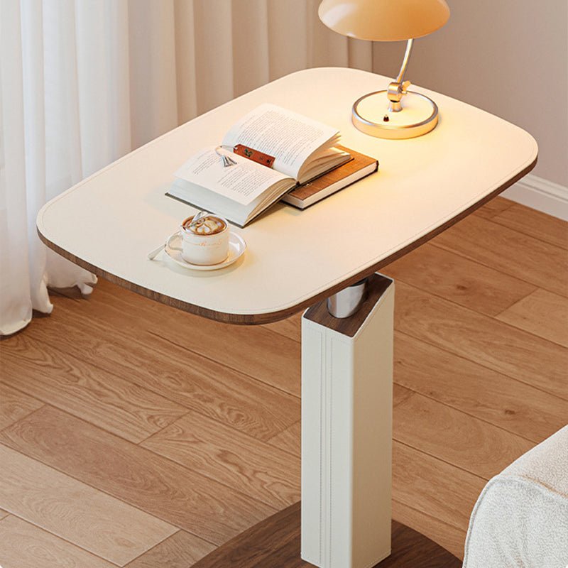 Scandinavian Saddle Leather Side Table Height Adjustable Swivel C-Shape Close Up