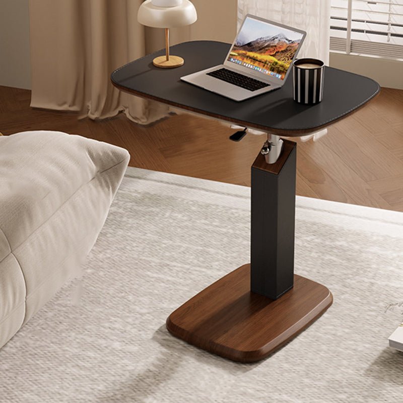 Scandinavian Saddle Leather Side Table Height Adjustable Swivel C-Shape Detail