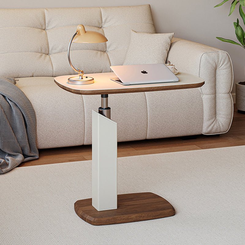 Scandinavian Saddle Leather Side Table Height Adjustable Swivel C-Shape Front