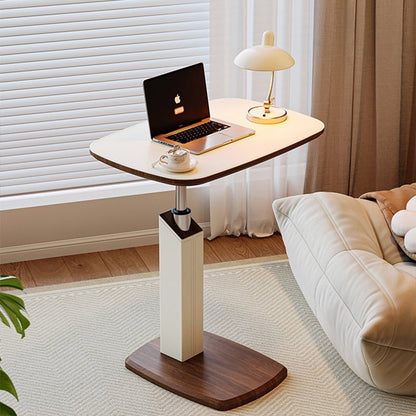 Scandinavian Saddle Leather Side Table Height Adjustable Swivel C-Shape Hero