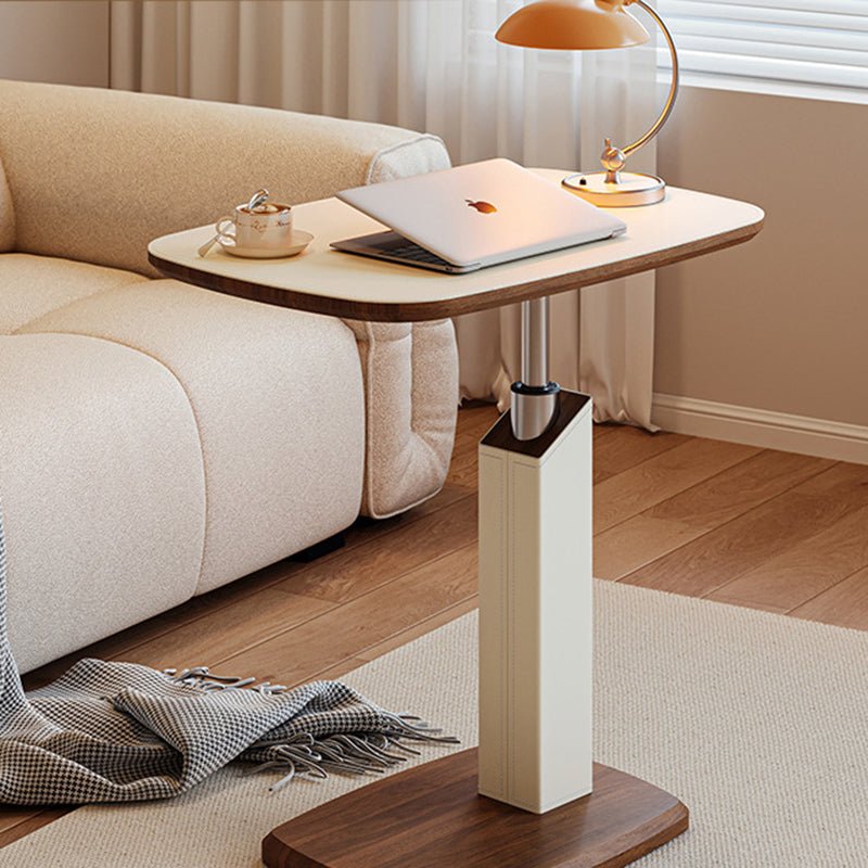 Scandinavian Saddle Leather Side Table Height Adjustable Swivel C-Shape View 14