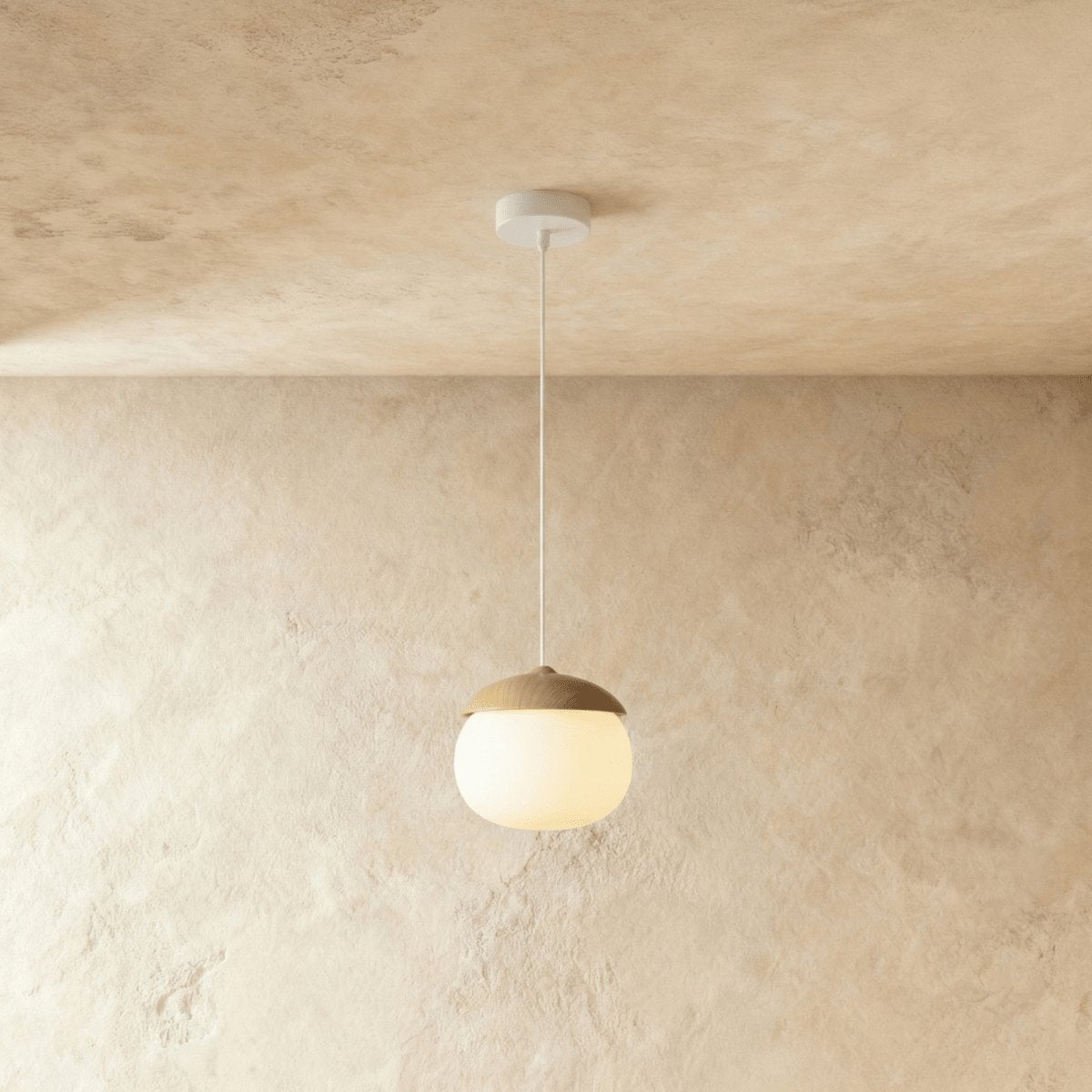 Scandinavian Wood Finish Pendant Light Half Sphere Detail