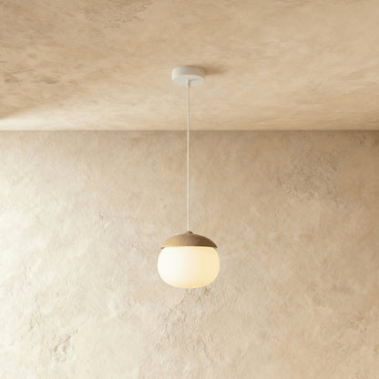 Scandinavian Wood Finish Pendant Light Half Sphere Detail