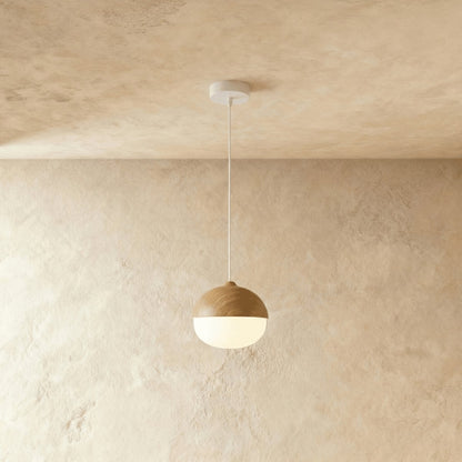 Scandinavian Wood Finish Pendant Light Half Sphere Hero