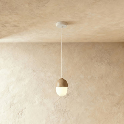 Scandinavian Wood Finish Pendant Light Half Sphere Side