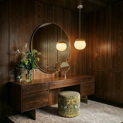 Scandinavian Wood Finish Pendant Light Half Sphere View 12