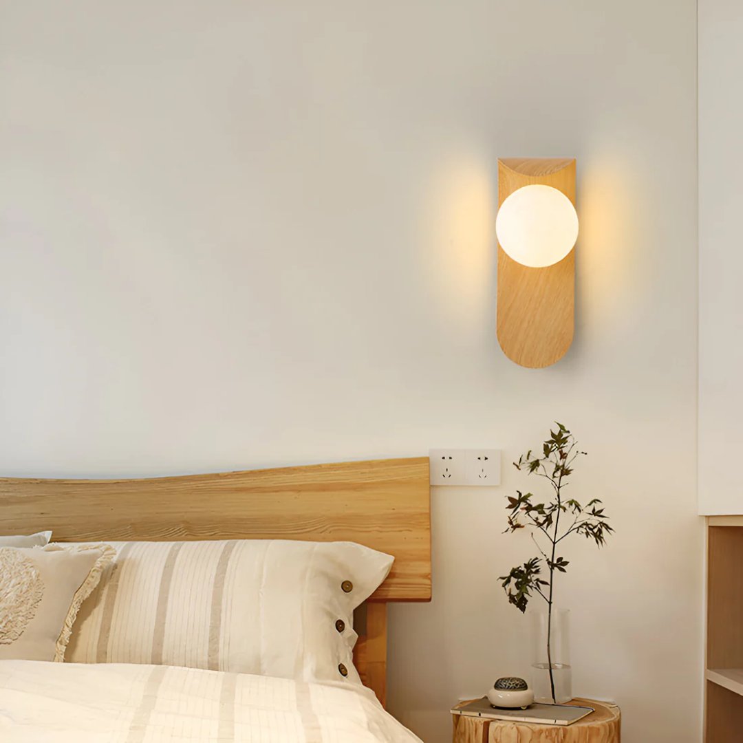 Scandinavian Wood & Globe Wall Sconce Back