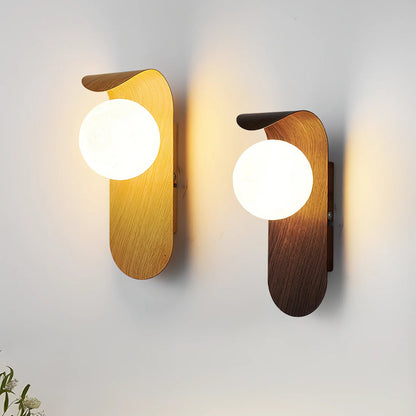 Scandinavian Wood & Globe Wall Sconce Close Up