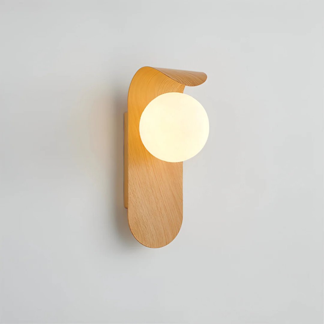 Scandinavian Wood & Globe Wall Sconce Front