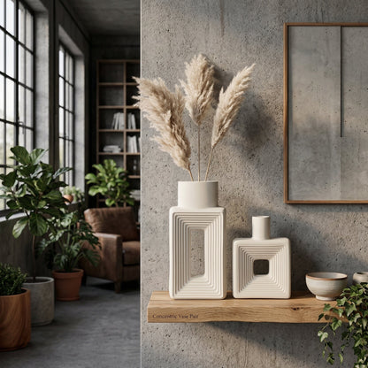 Sculptural Stoneware Donut Vase Square Relief Hero