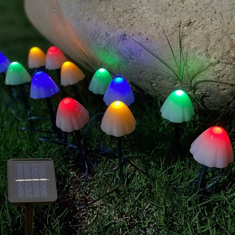 Solar Mushroom Outdoor Garden Lamp Warm White LED Back