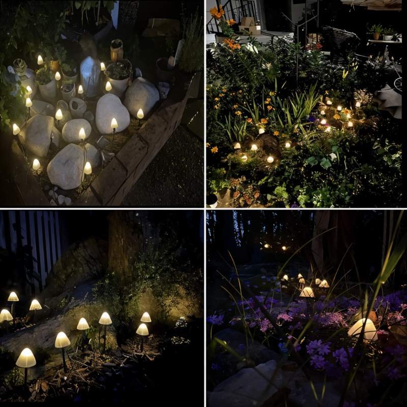 Solar Mushroom Outdoor Garden Lamp Warm White LED Full