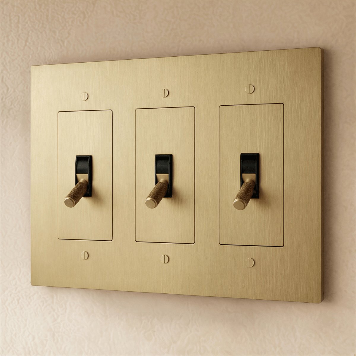 Solid Brass 4-Way Toggle Switch Knurled Cylinder Angle