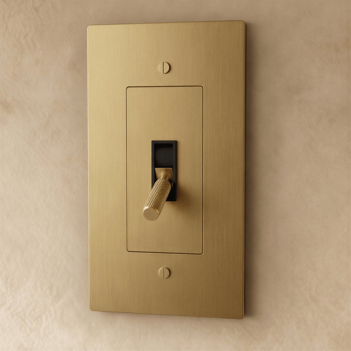 Solid Brass 4-Way Toggle Switch Knurled Cylinder Close Up