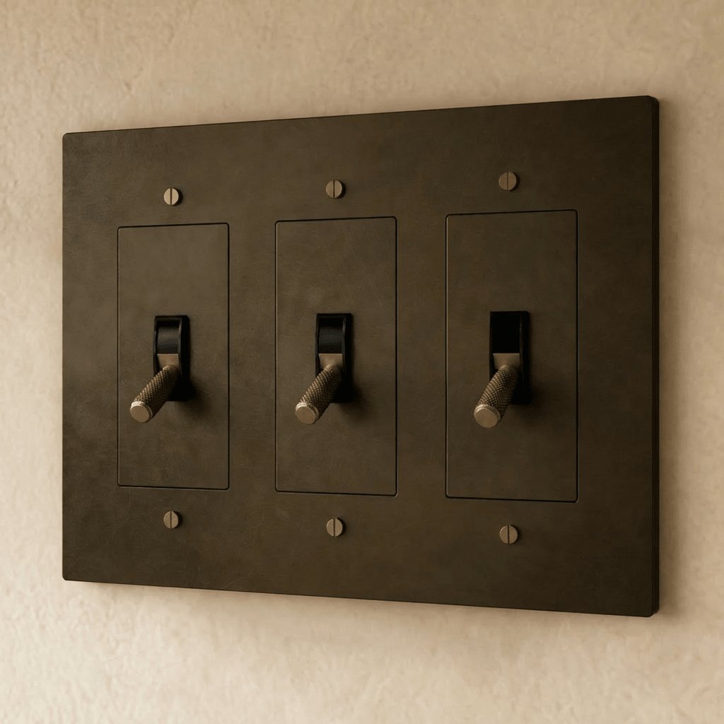 Solid Brass 4-Way Toggle Switch Knurled Cylinder Detail