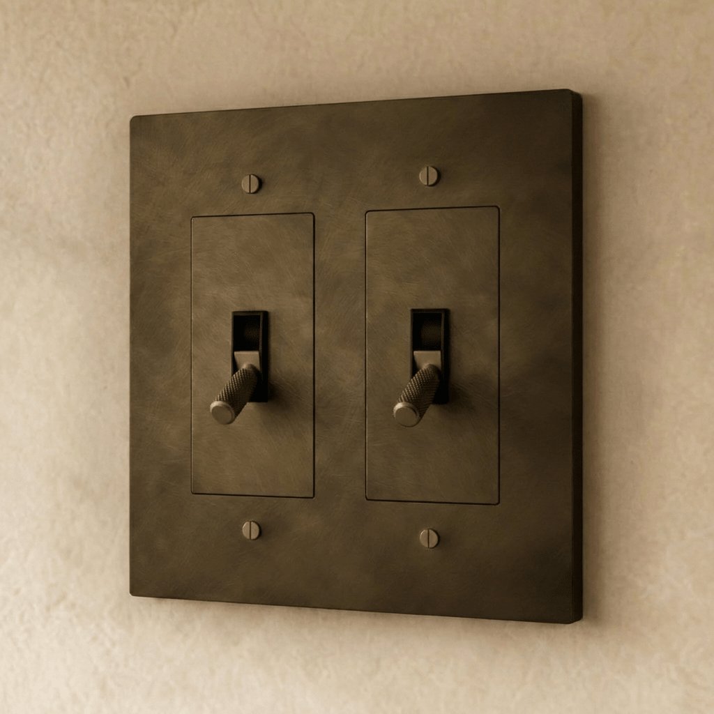 Solid Brass 4-Way Toggle Switch Knurled Cylinder Front