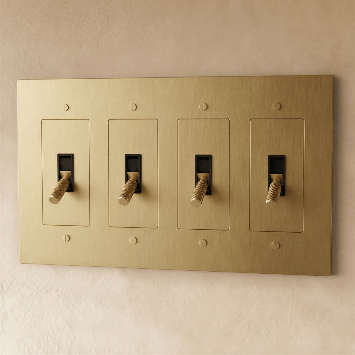 Solid Brass 4-Way Toggle Switch Knurled Cylinder Full