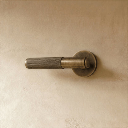 Solid Brass Door Handle Knurled Lever Angle