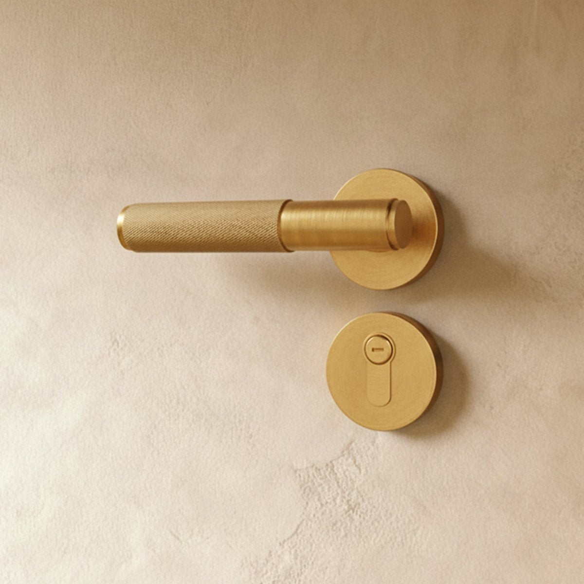 Solid Brass Door Handle Knurled Lever Back
