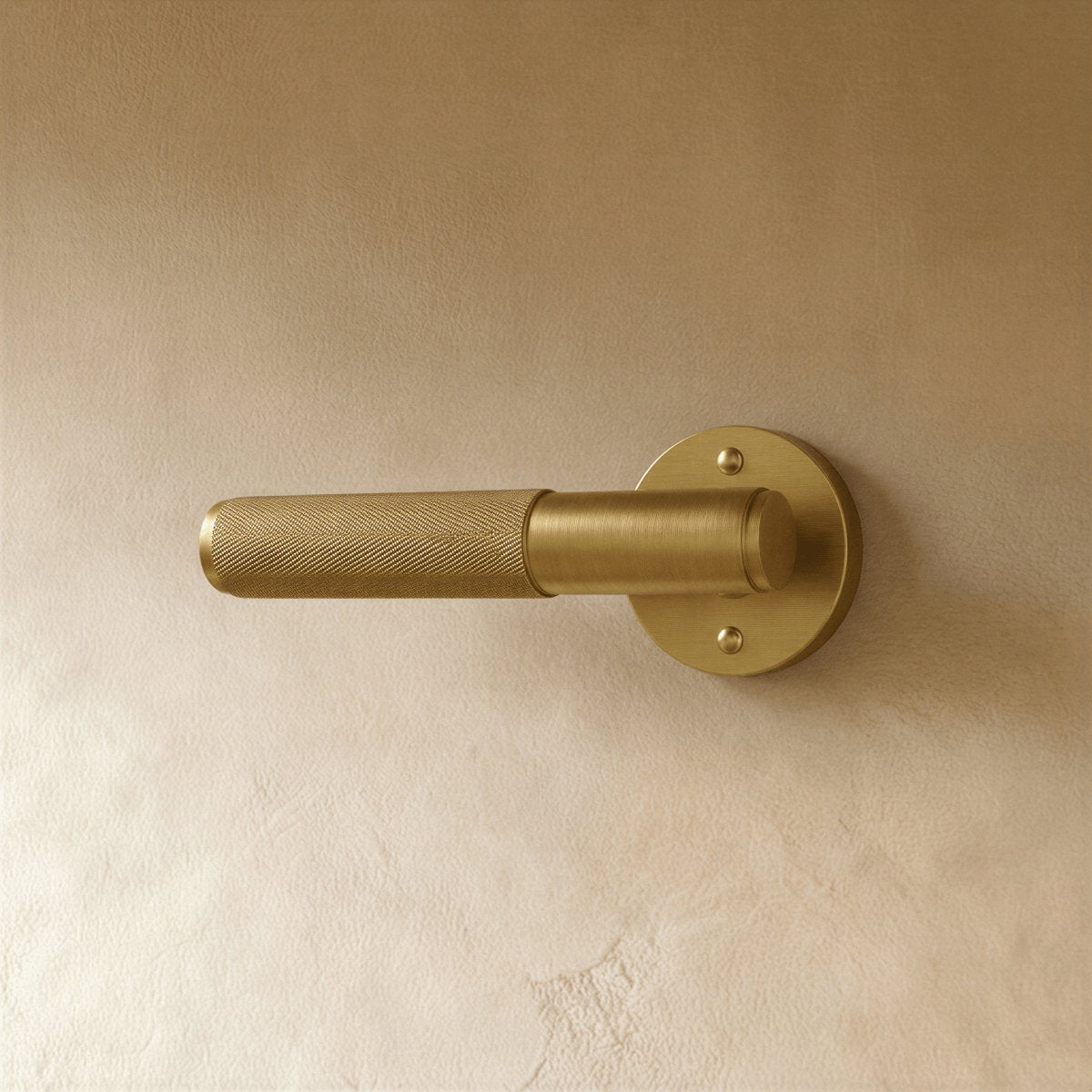 Solid Brass Door Handle Knurled Lever Detail