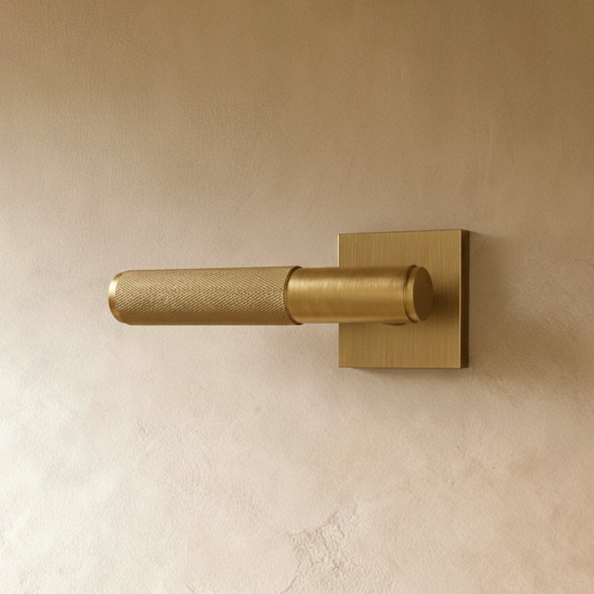 Solid Brass Door Handle Knurled Lever Front