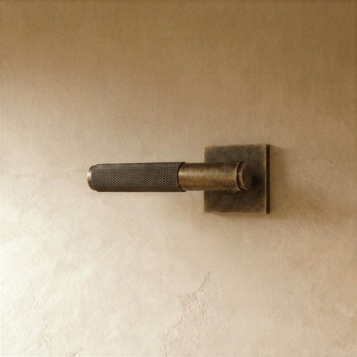 Solid Brass Door Handle Knurled Lever Full