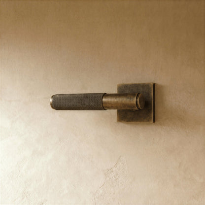 Solid Brass Door Handle Knurled Lever Full