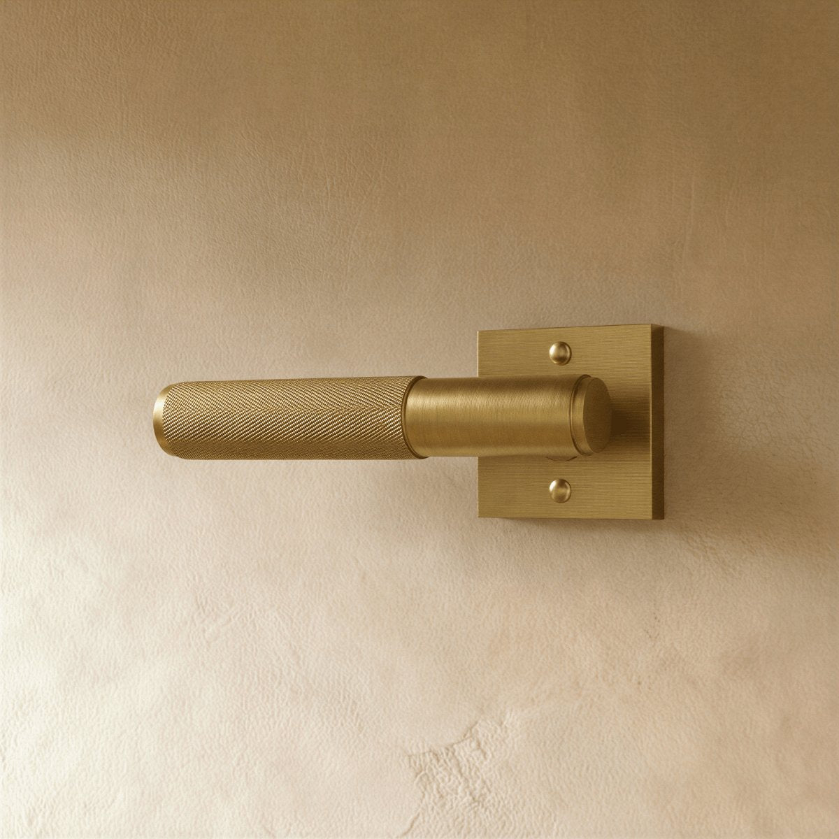 Solid Brass Door Handle Knurled Lever Side