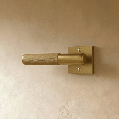 Solid Brass Door Handle Knurled Lever Side