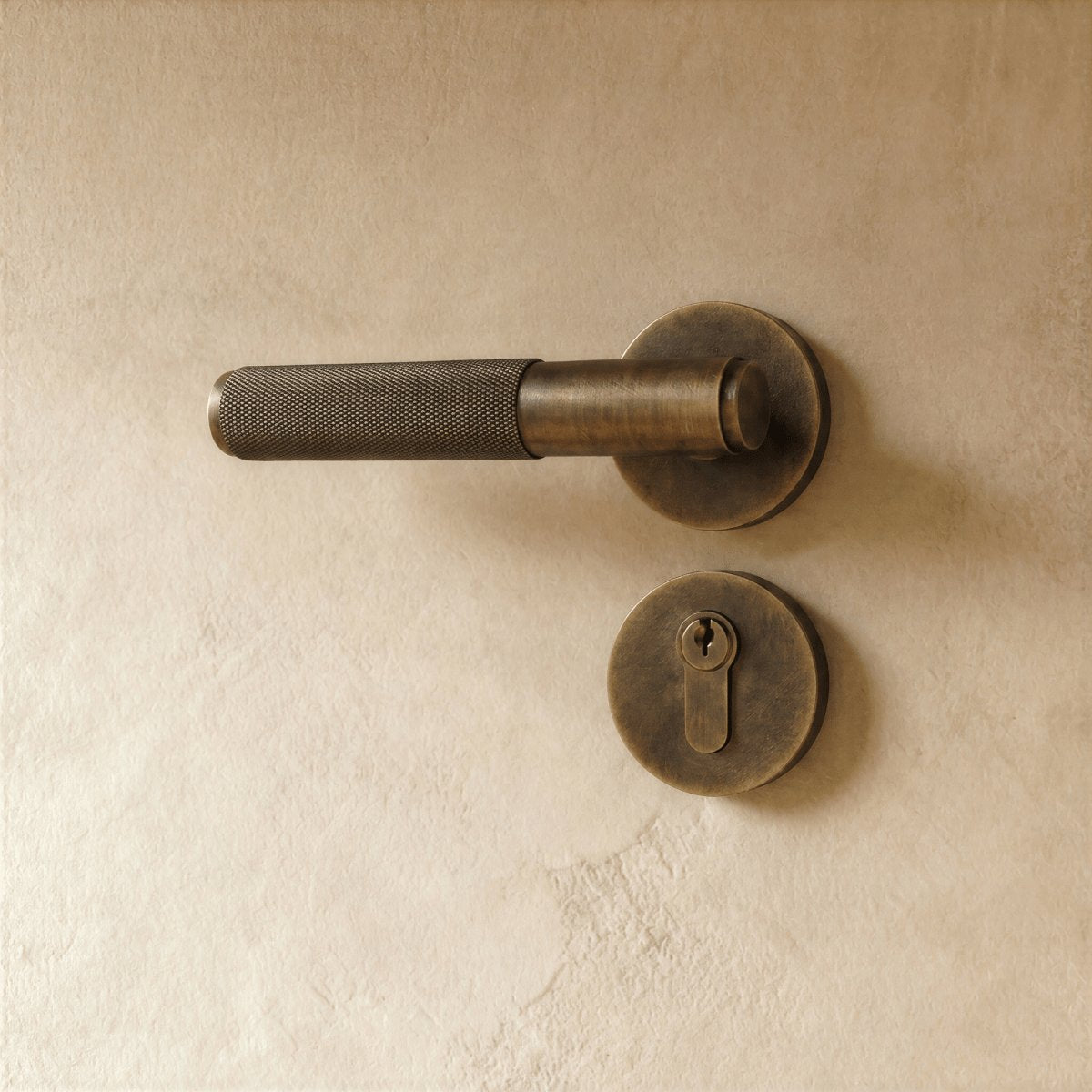 Solid Brass Door Handle Knurled Lever View 12