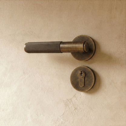 Solid Brass Door Handle Knurled Lever View 12