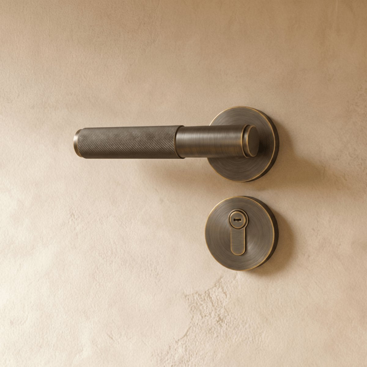 Solid Brass Door Handle Knurled Lever View 22