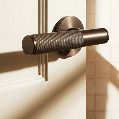 Solid Brass Door Handle Knurled Lever View 38