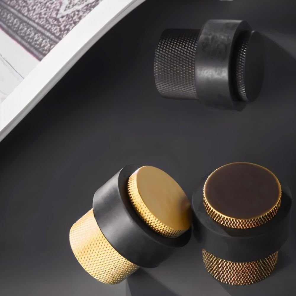 Solid Brass Floor Door Stop Knurled Tiered Alternate