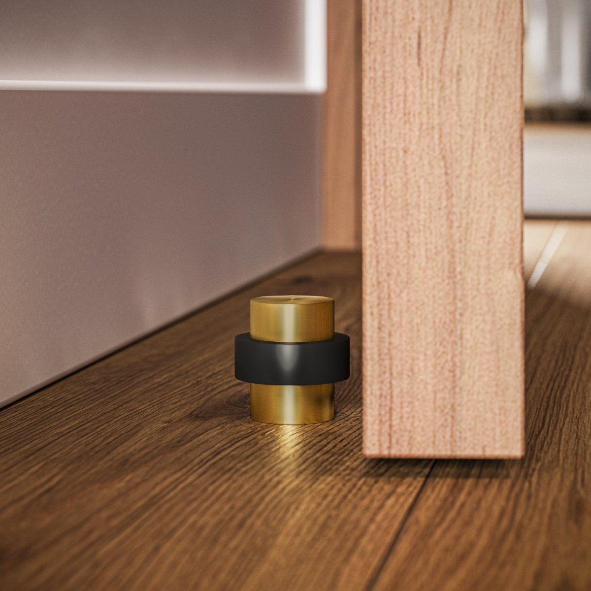 Solid Brass Floor Door Stop Knurled Tiered Angle
