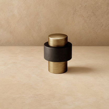 Solid Brass Floor Door Stop Knurled Tiered Back