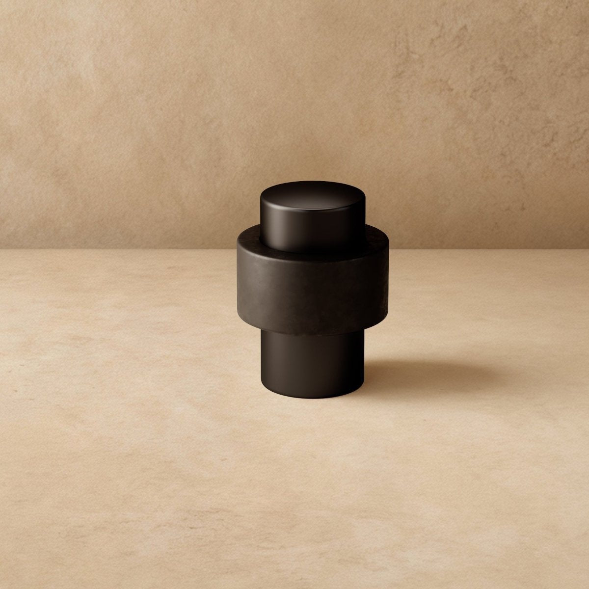Solid Brass Floor Door Stop Knurled Tiered Close Up