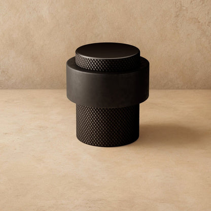 Solid Brass Floor Door Stop Knurled Tiered Detail