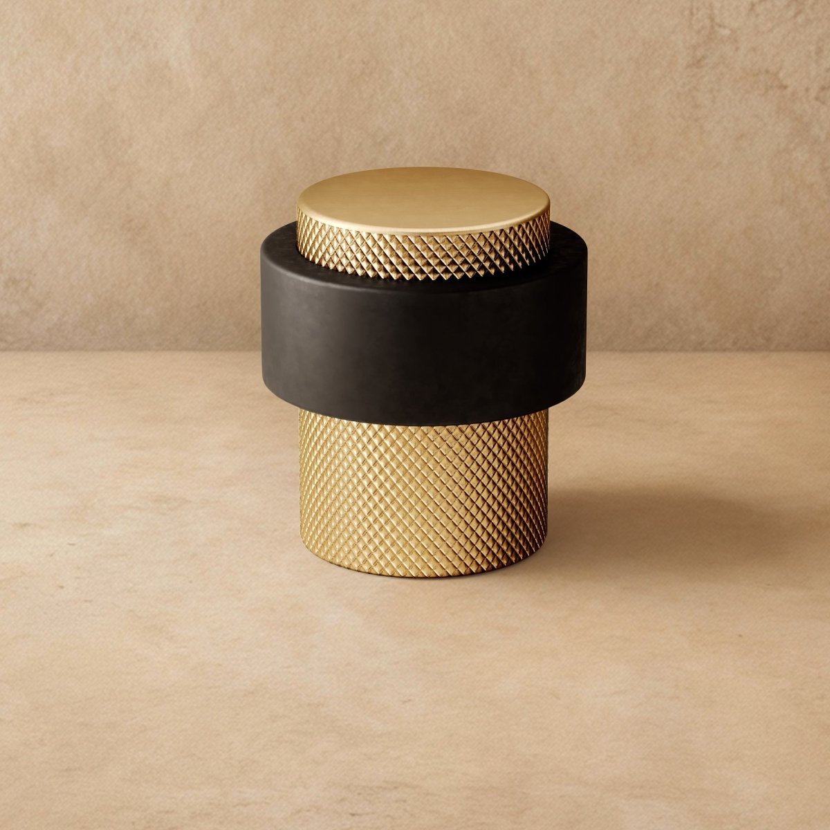 Solid Brass Floor Door Stop Knurled Tiered Hero