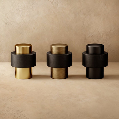Solid Brass Floor Door Stop Knurled Tiered Lifestyle