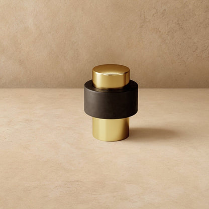 Solid Brass Floor Door Stop Knurled Tiered Side