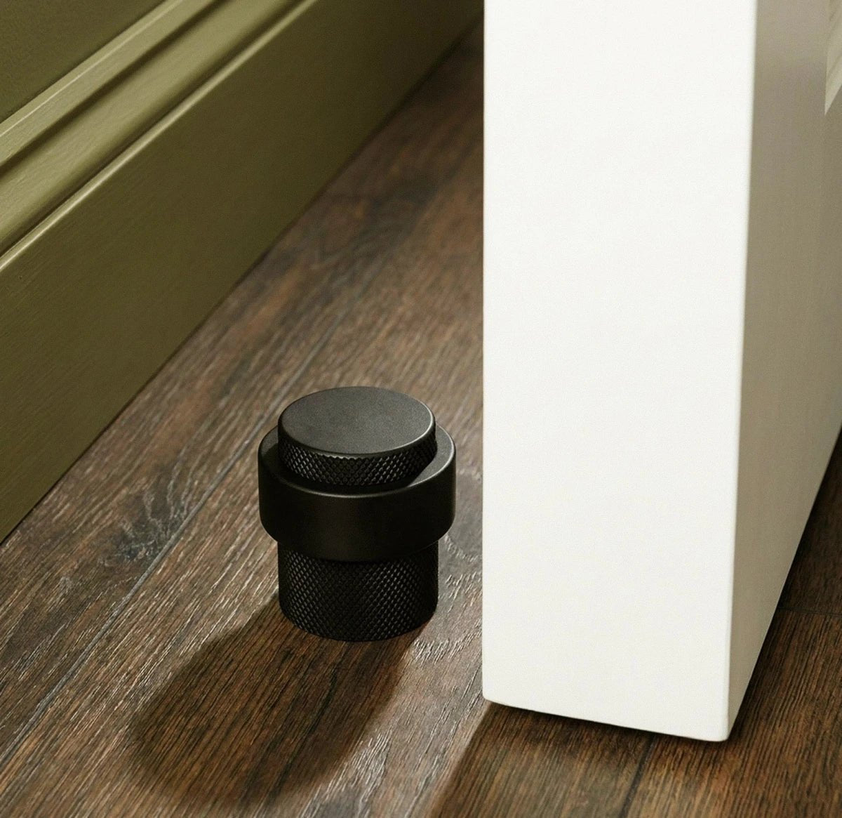 Solid Brass Floor Door Stop Knurled Tiered View 12