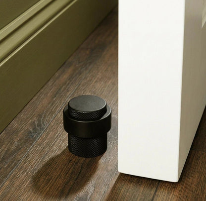 Solid Brass Floor Door Stop Knurled Tiered View 12