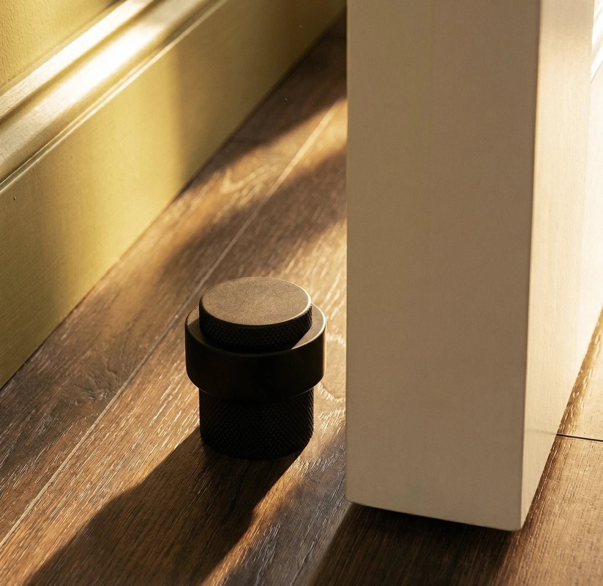 Solid Brass Floor Door Stop Knurled Tiered View 13