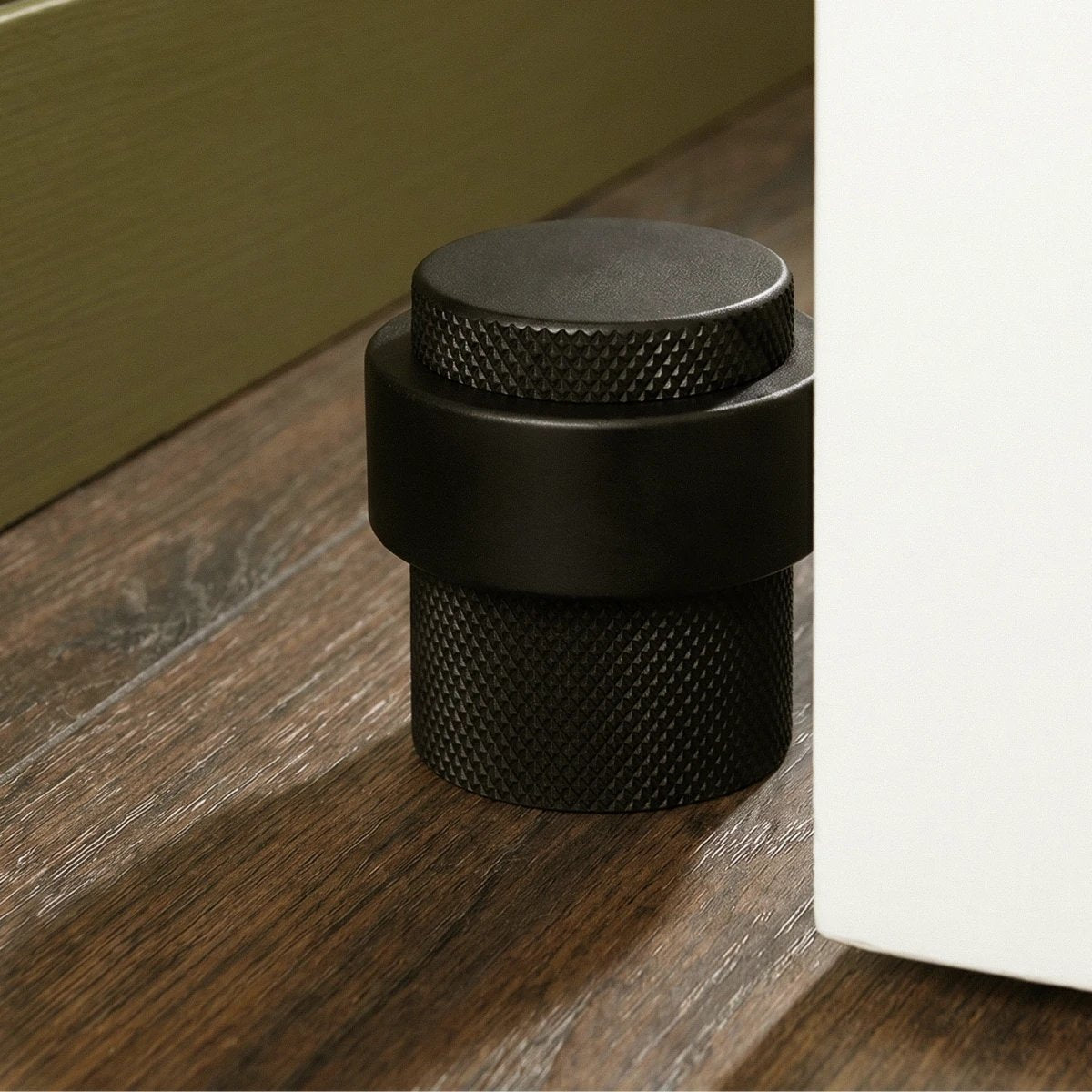 Solid Brass Floor Door Stop Knurled Tiered View 14