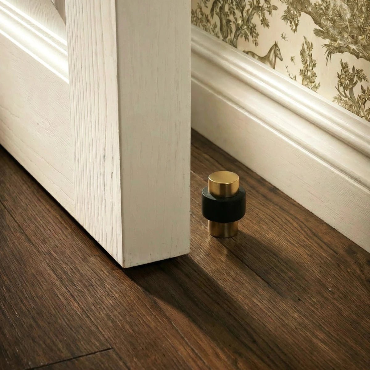 Solid Brass Floor Door Stop Knurled Tiered View 15