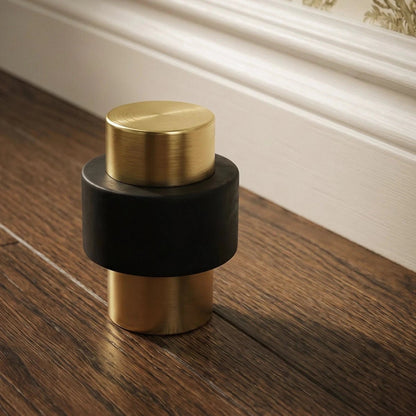 Solid Brass Floor Door Stop Knurled Tiered View 16