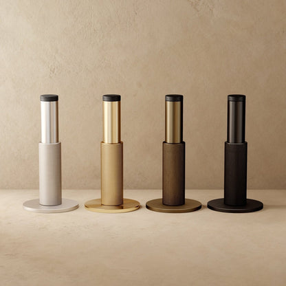 Solid Brass Plint Door Stop Knurled Cylindrical Back
