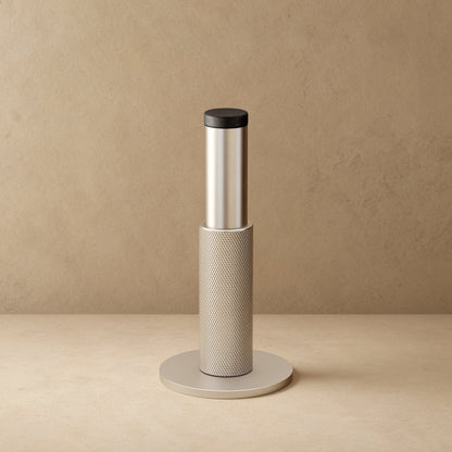 Solid Brass Plint Door Stop Knurled Cylindrical Detail